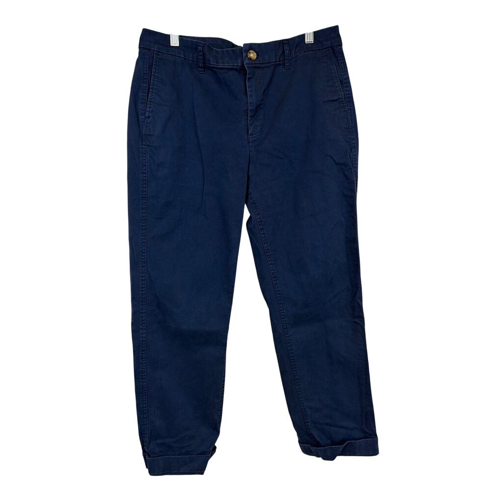 J Crew Blue High Rise Girlfriend Chino Reimagined Pants Size 8